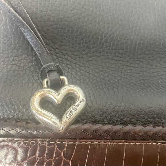 Brighton Vintage Two-Tone Leather Bucket Bag Purse - Picture 5 of 11